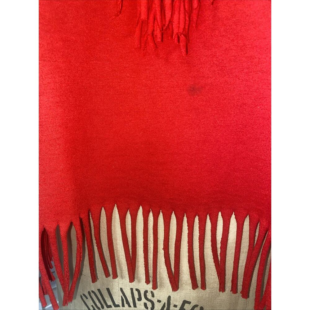 Vintage 80s 90s Red Southwestern Rodeo Boho Fringe Studded Shirt Large Handmade - Picture 4 of 9